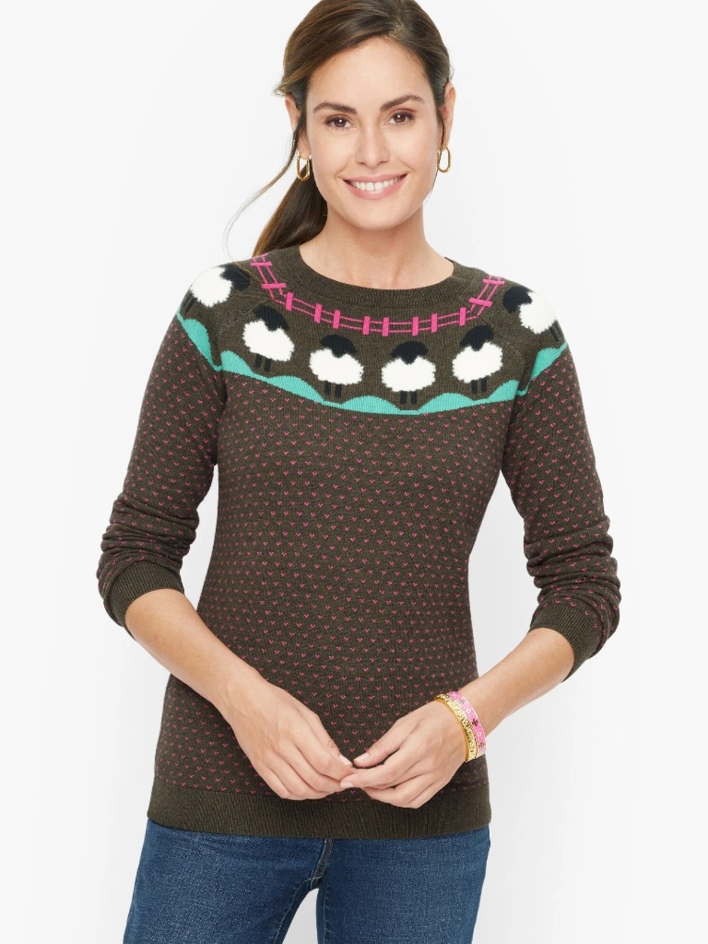Talbots Sheep Yoke Raglan Crewneck Pullover Size 3X